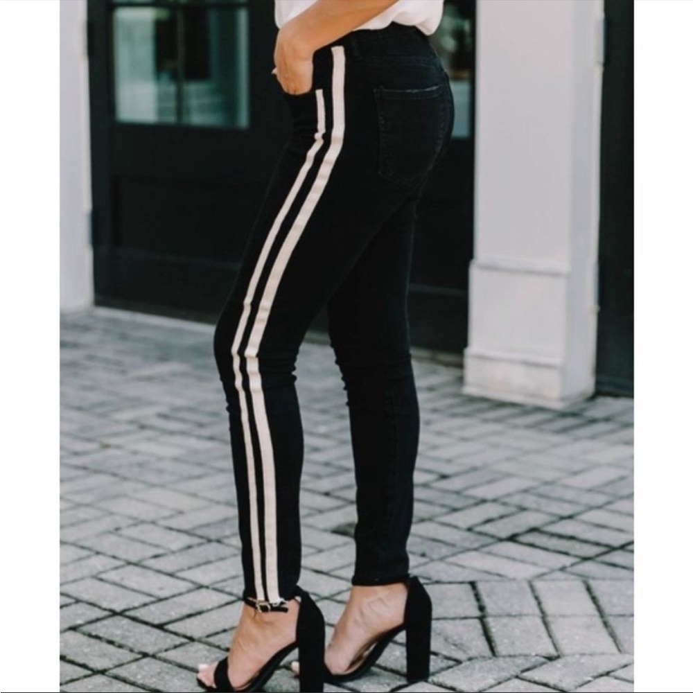 Pistola Audrey Stripe Skinny Jeans in Berlin Night - Picture 2 of 6